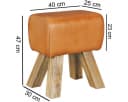 FINEBUY Sitzhocker Design Springbock Echtleder Braun Bild 3
