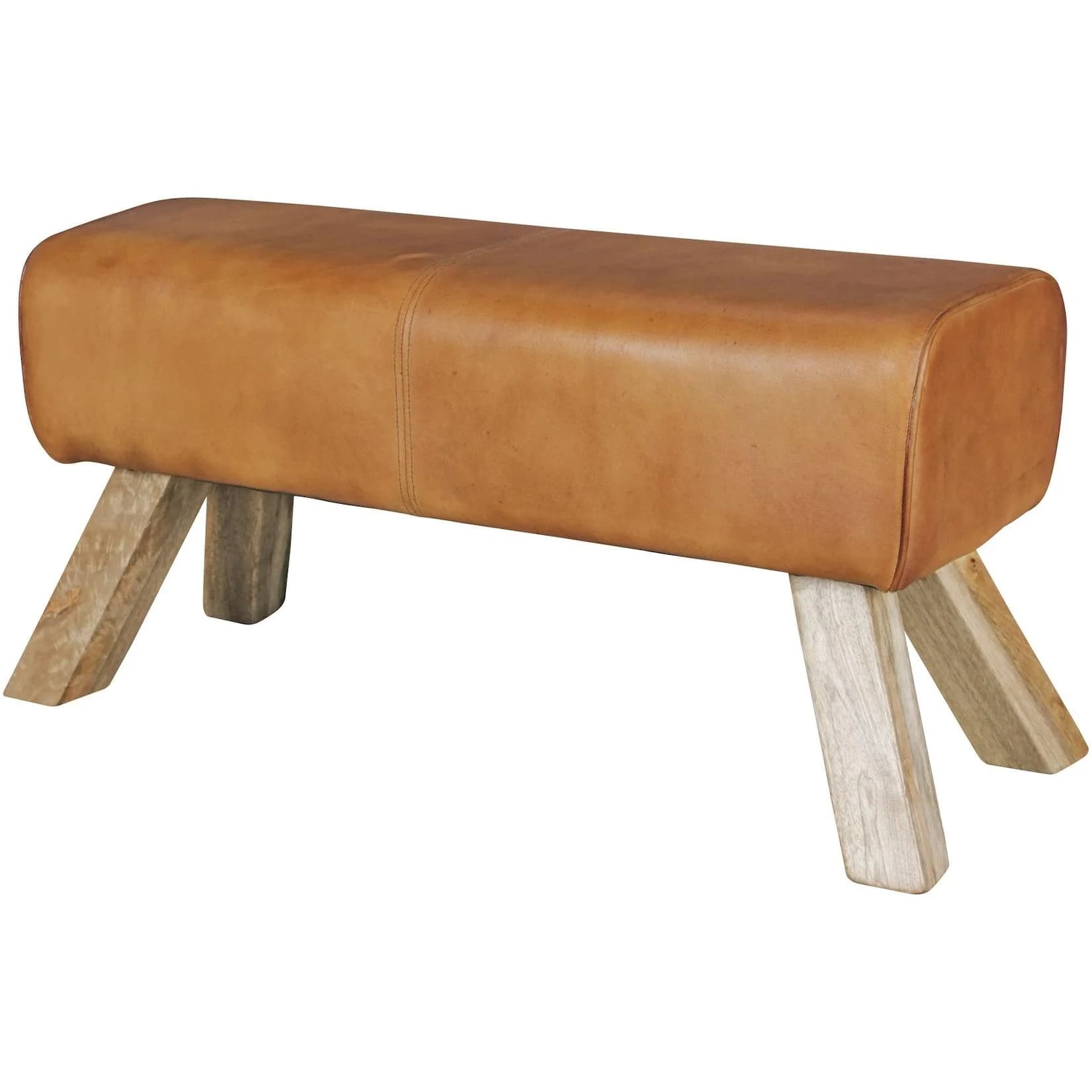 FineBuy Sitzbank Turnbock Cognac Echtleder Hocker Garderobenbank