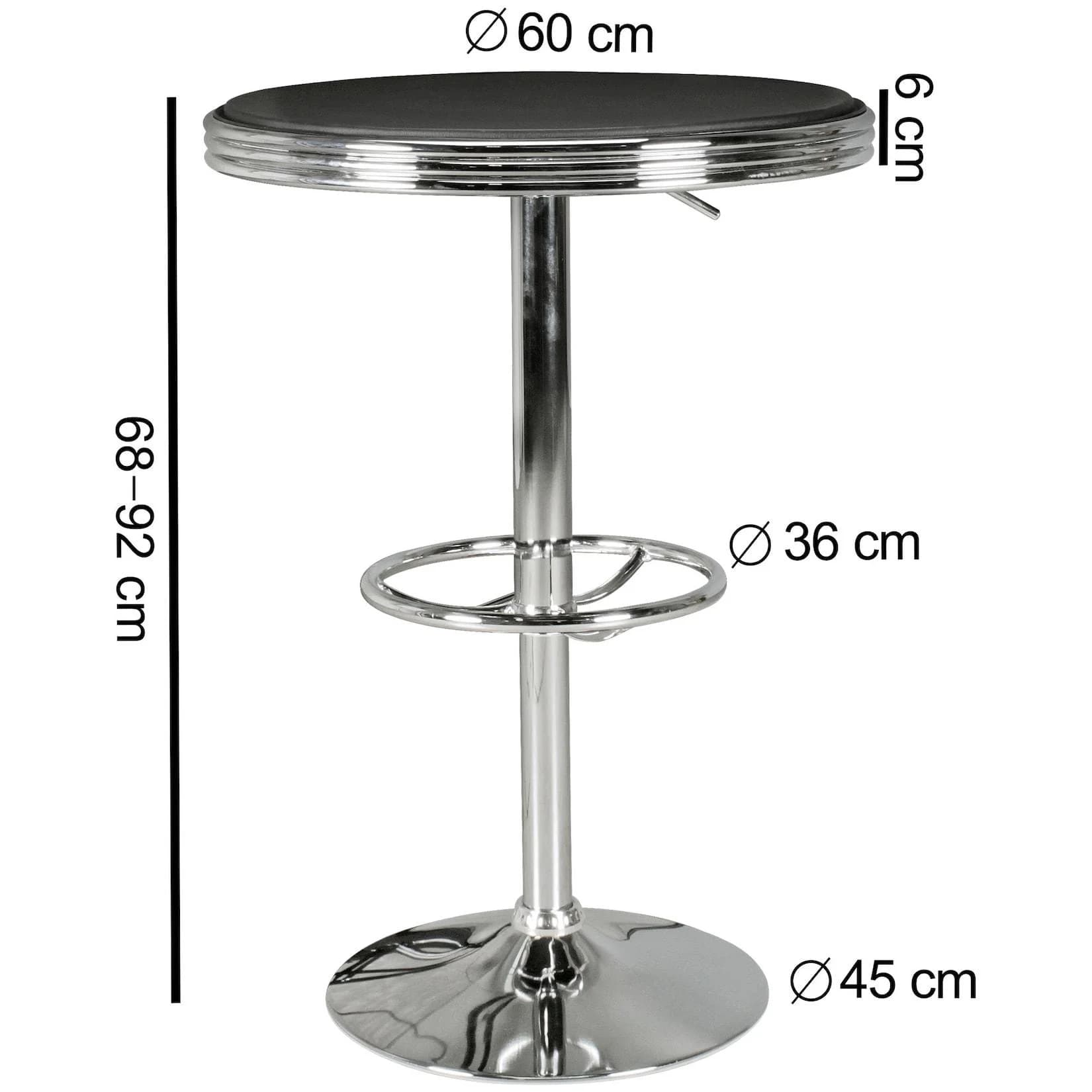 FineBuy Bartisch American Diner Schwarz Alu Design
