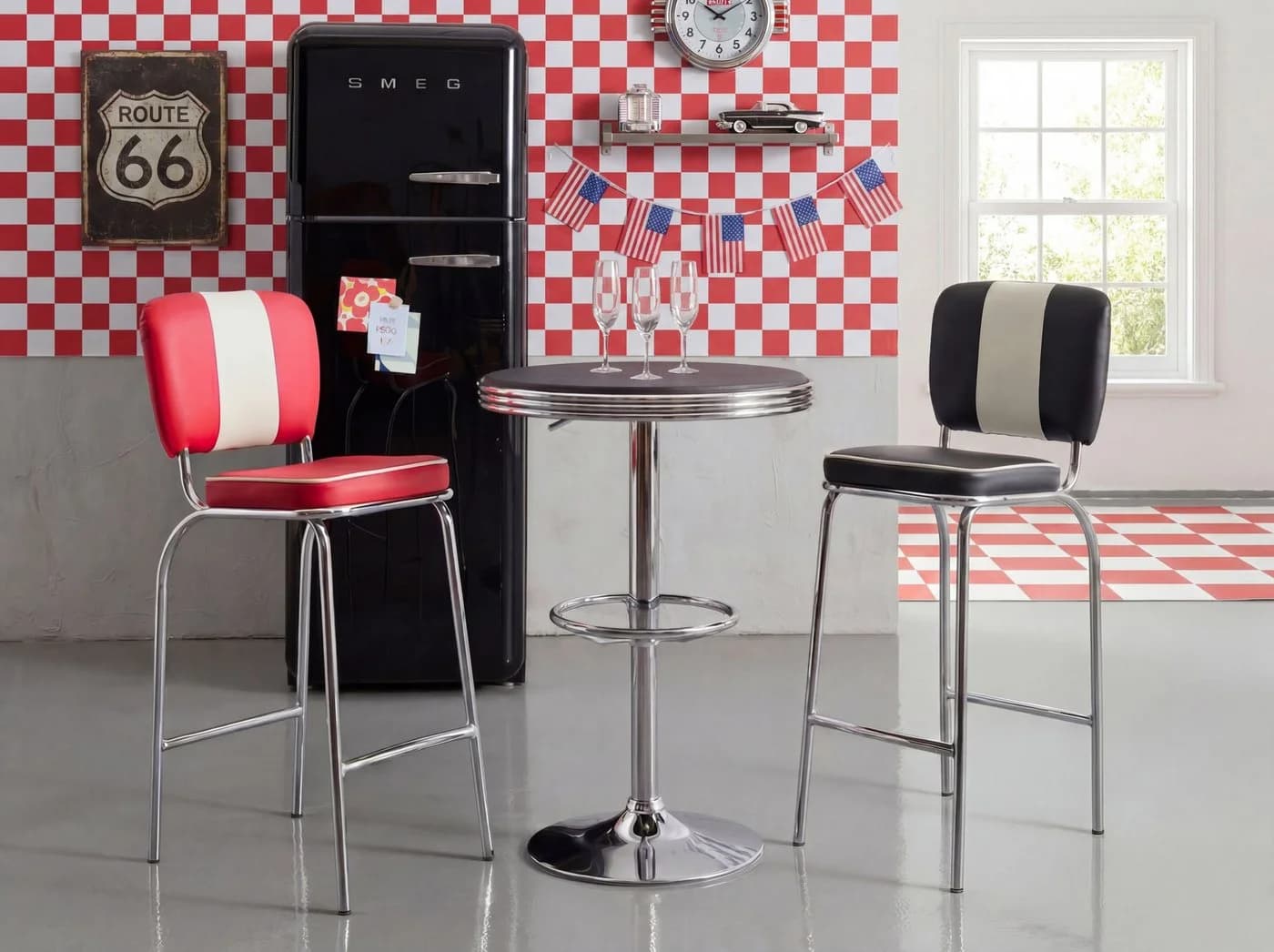 FineBuy Bartisch American Diner Schwarz Alu Design - Bild 2