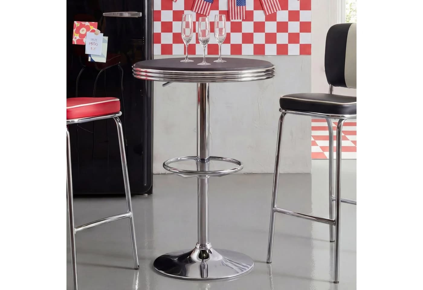 FineBuy Bartisch American Diner Schwarz Alu Design - Bild 3