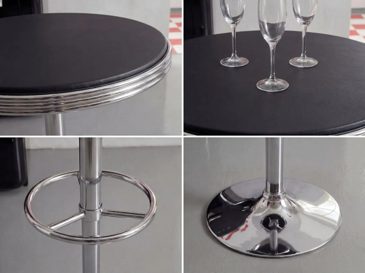 FineBuy Bartisch American Diner Schwarz Alu Design - Bild 5