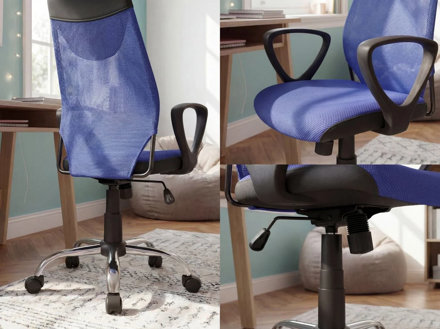 FINEBUY Drehstuhl TERNI Kinder Schreibtischstuhl Blau - Bild 4