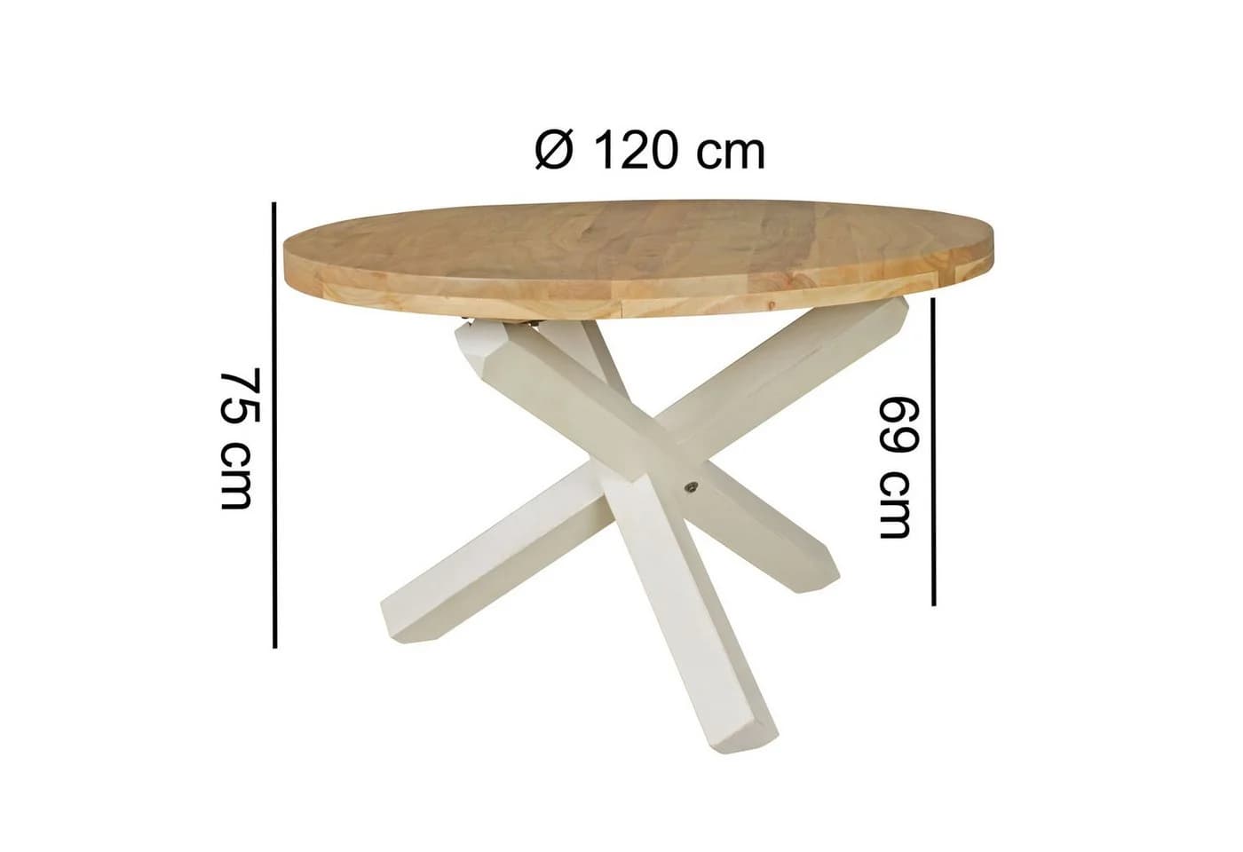 FINEBUY Esstisch rund Akazie Massivholz Modern Weiß - Bild 3