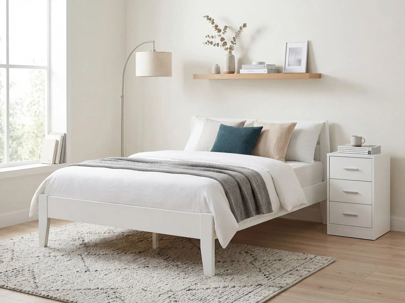 FINEBUY Nachtschrank mit 3 Schubladen Weiß Modern