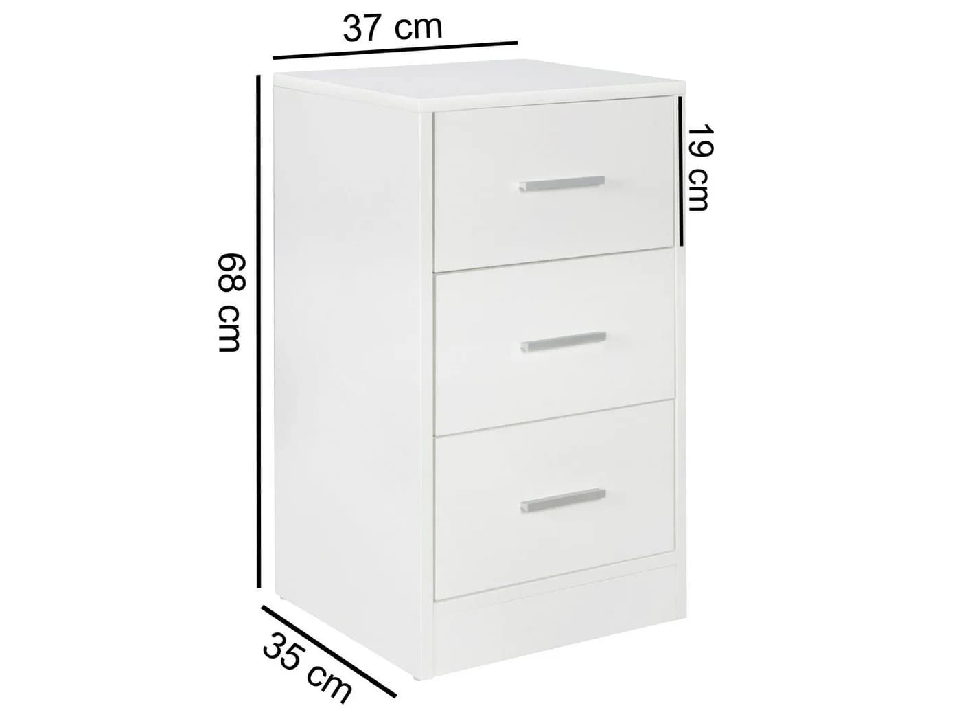 FINEBUY Nachtschrank mit 3 Schubladen Weiß Modern - Bild 3