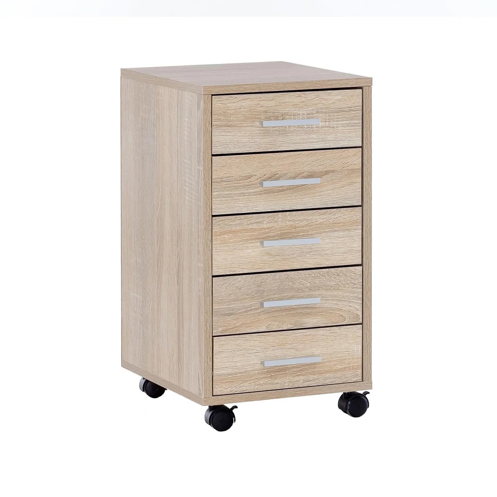 Rollcontainer Braun 5 Schubladen Spanplatte mit Rollen