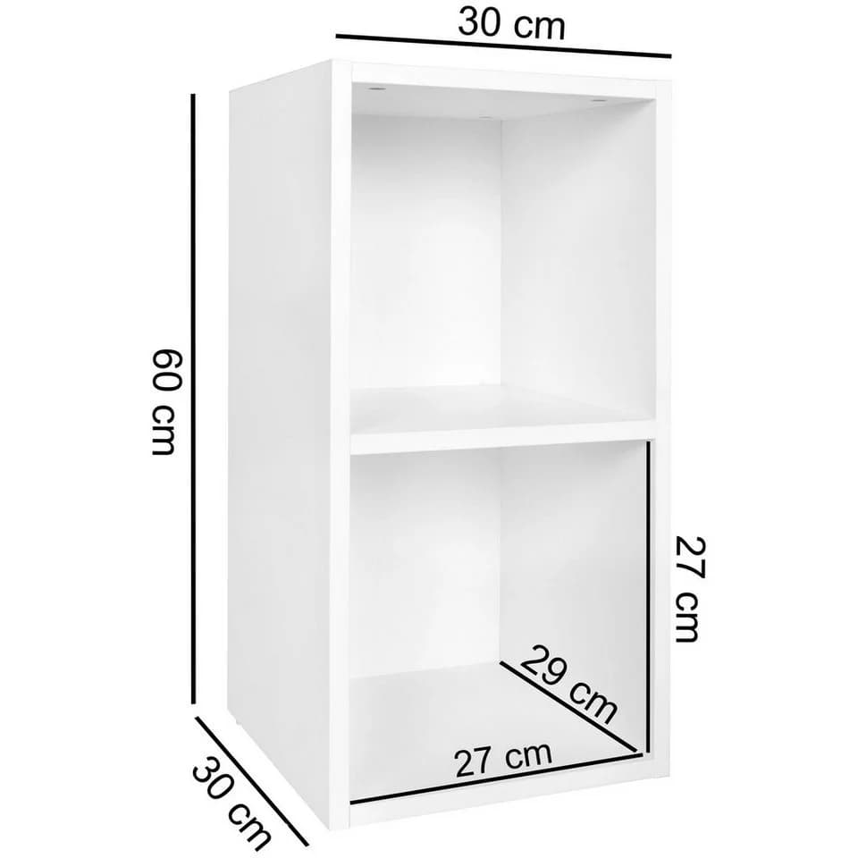 FINEBUY Standregal Modern Weiß 2 Fächer Holzregal