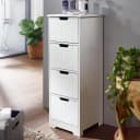 FINEBUY Badschrank Landhaus-Stil Weiß mit 4 Schubladen Bild 1