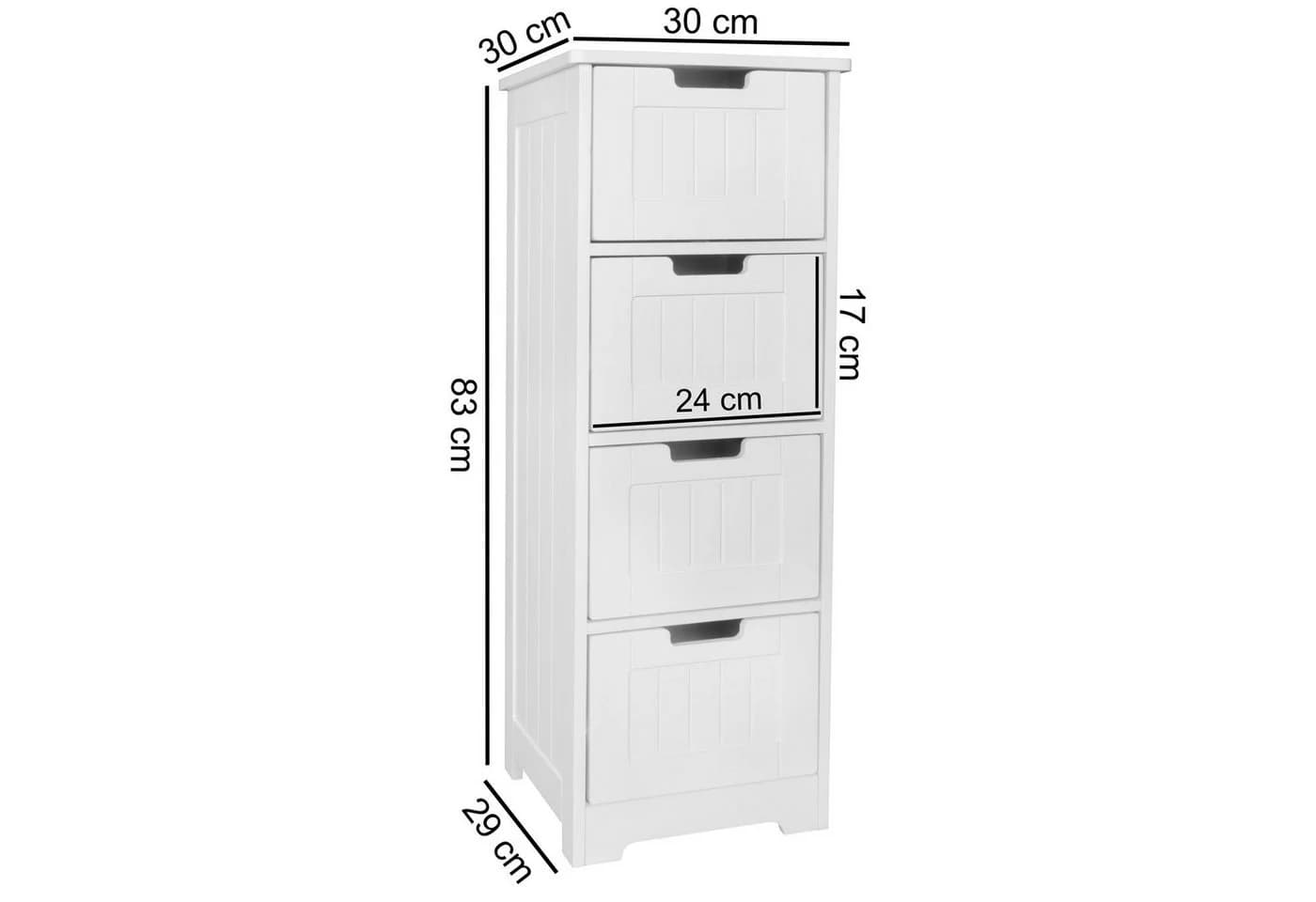 FINEBUY Badschrank Landhaus-Stil Weiß mit 4 Schubladen - Bild 4
