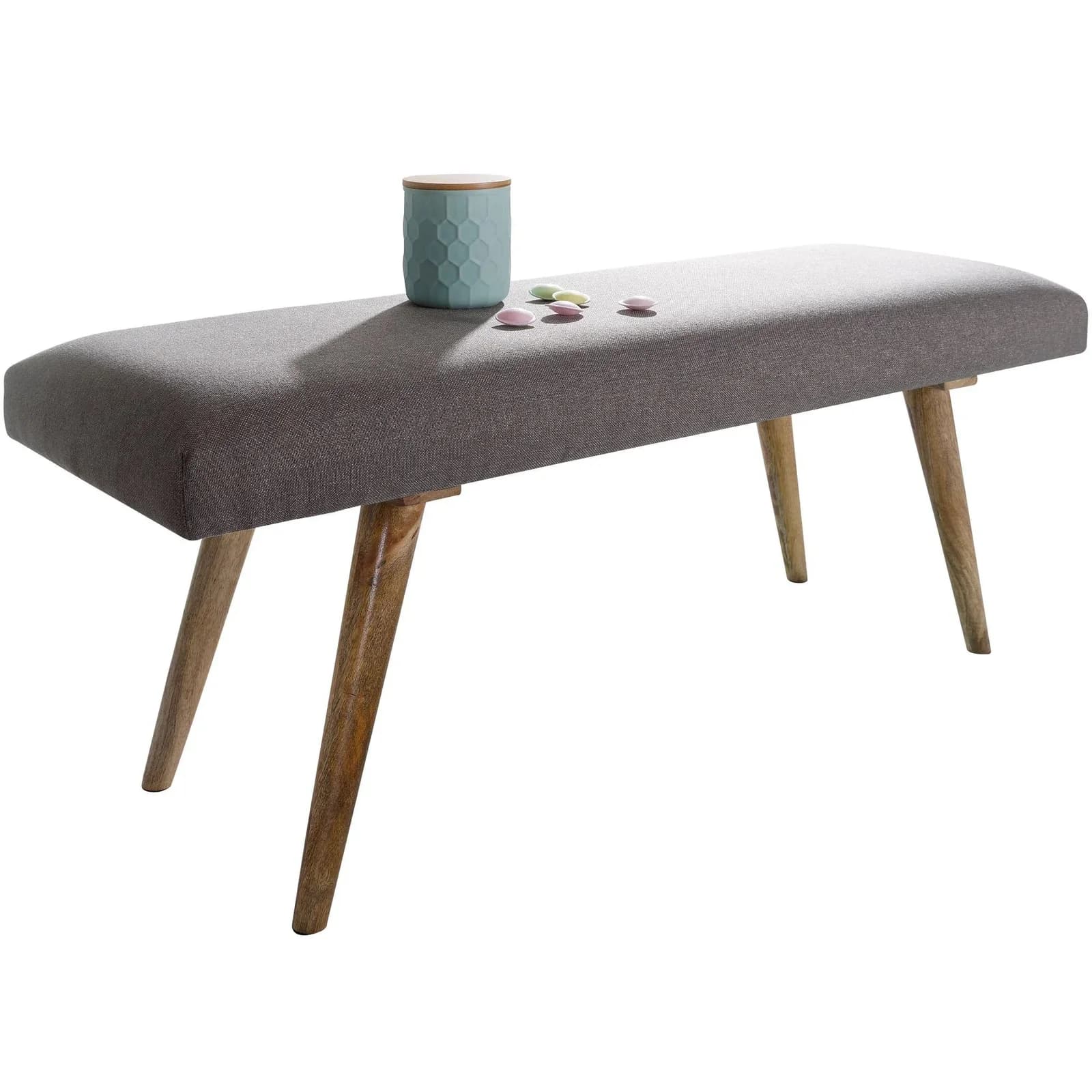 Sitzbank Massivholz Braun 117 cm Sitzbreite Stoffbezug