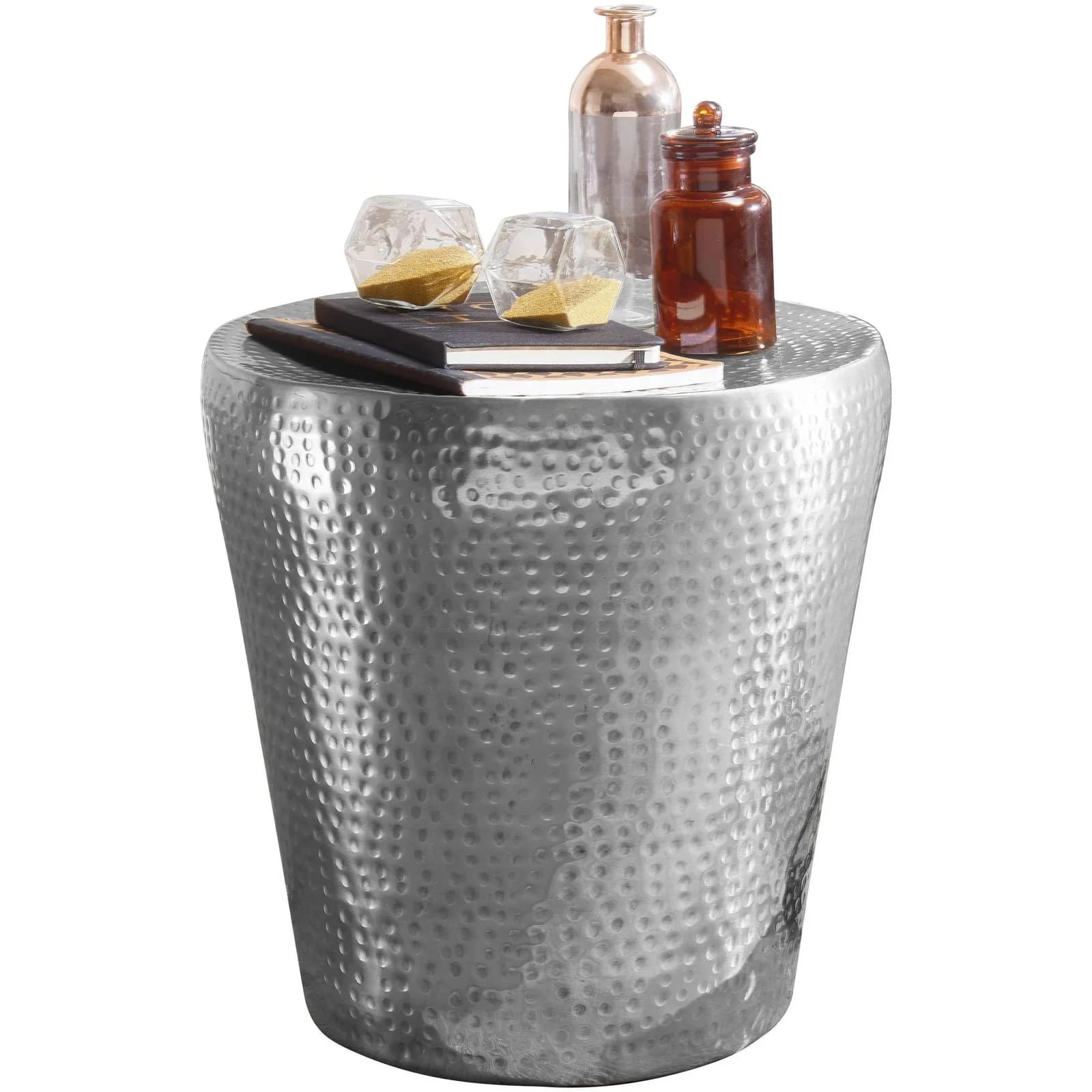SONSTIGE Beistelltisch Silber Hammerschlag Design