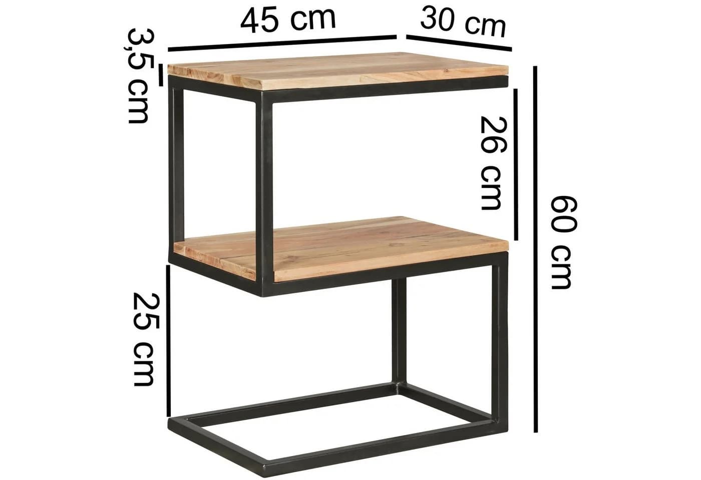 FINEBUY Beistelltisch SuVa10302_1 S-Form Massivholz Metall Wohnzimmertisch - Bild 3