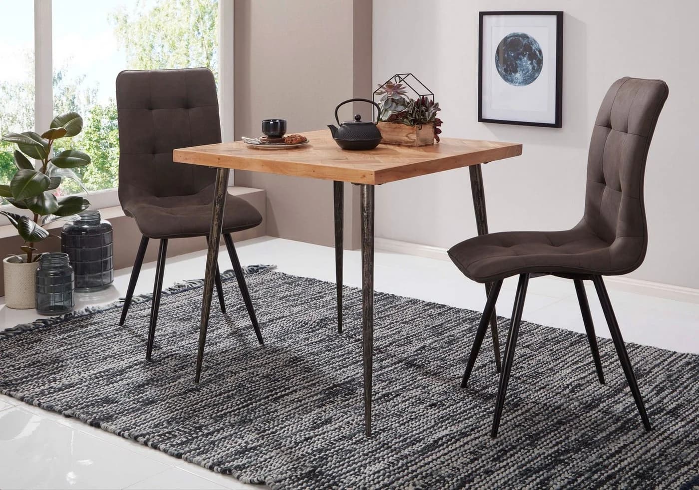 Wohnling Esstisch Massivholz Akazie Metall Industrial 80cm - Bild 3