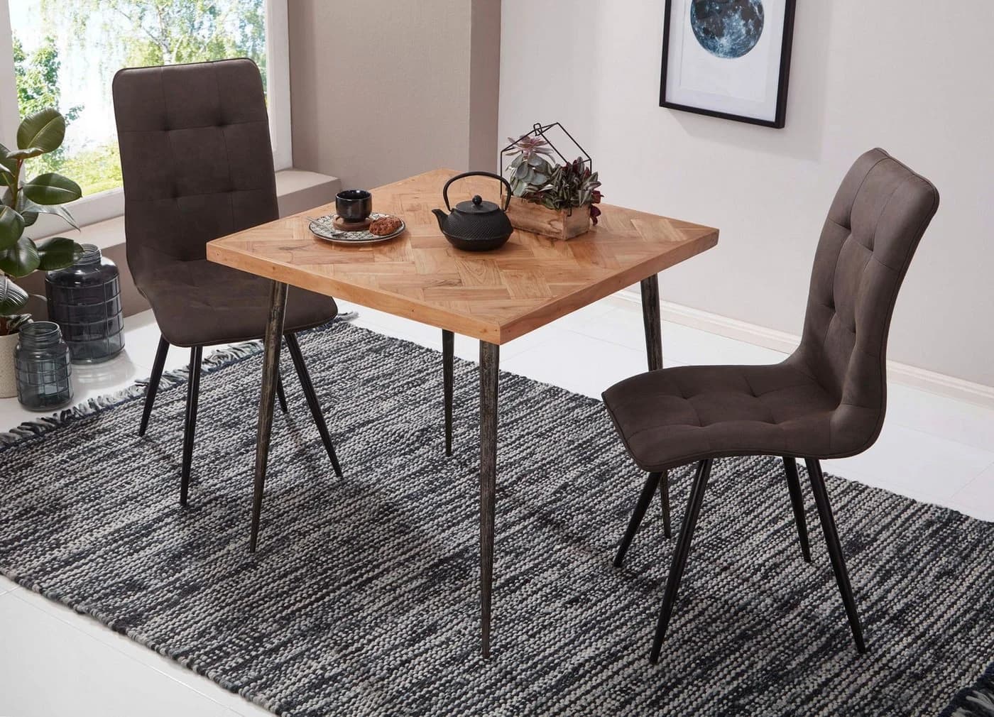 Wohnling Esstisch Massivholz Akazie Metall Industrial 80cm - Bild 5