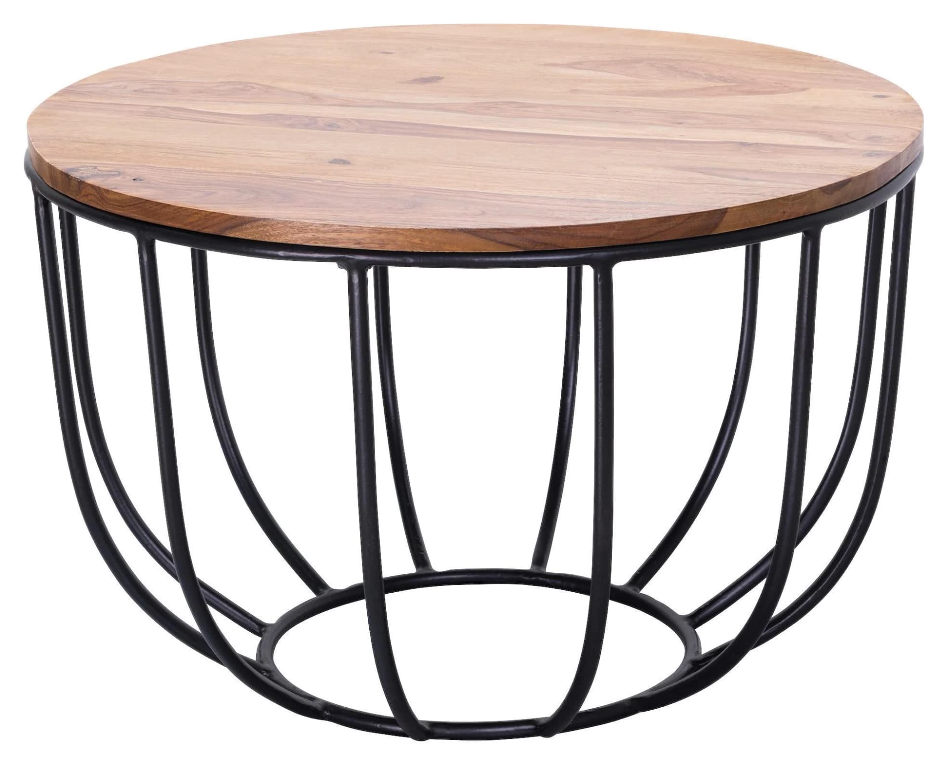 Designer Couchtisch aus Sheesham-Holz, Massivholz und Metall