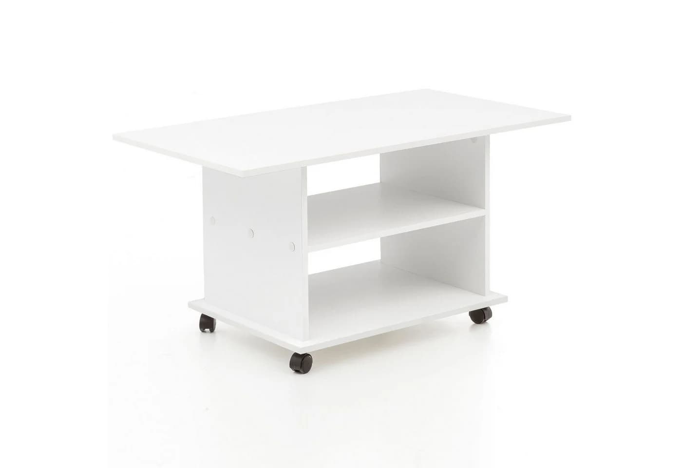 Wohnling Couchtisch Weiß Schwarz Modern mit Rollen - Bild 2