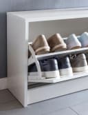 FINEBUY Schuhbank Weiß mit Kippfach und Sitzfläche Bild 3