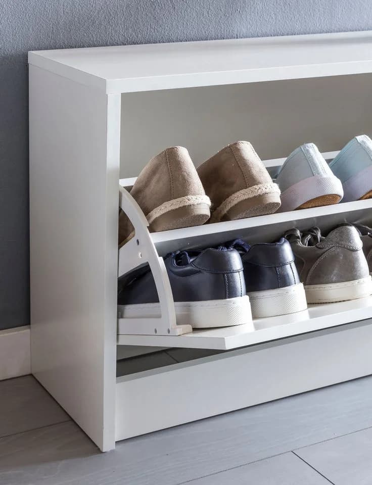 FINEBUY Schuhbank Weiß mit Kippfach und Sitzfläche - Bild 3
