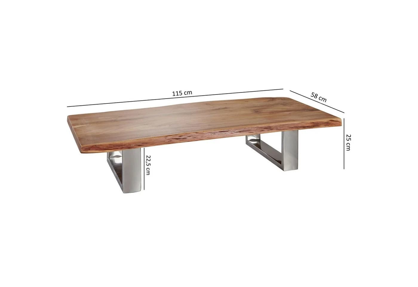 FineBuy Couchtisch Akazie massiv 115cm rechteckig Landhaus-Stil - Bild 4