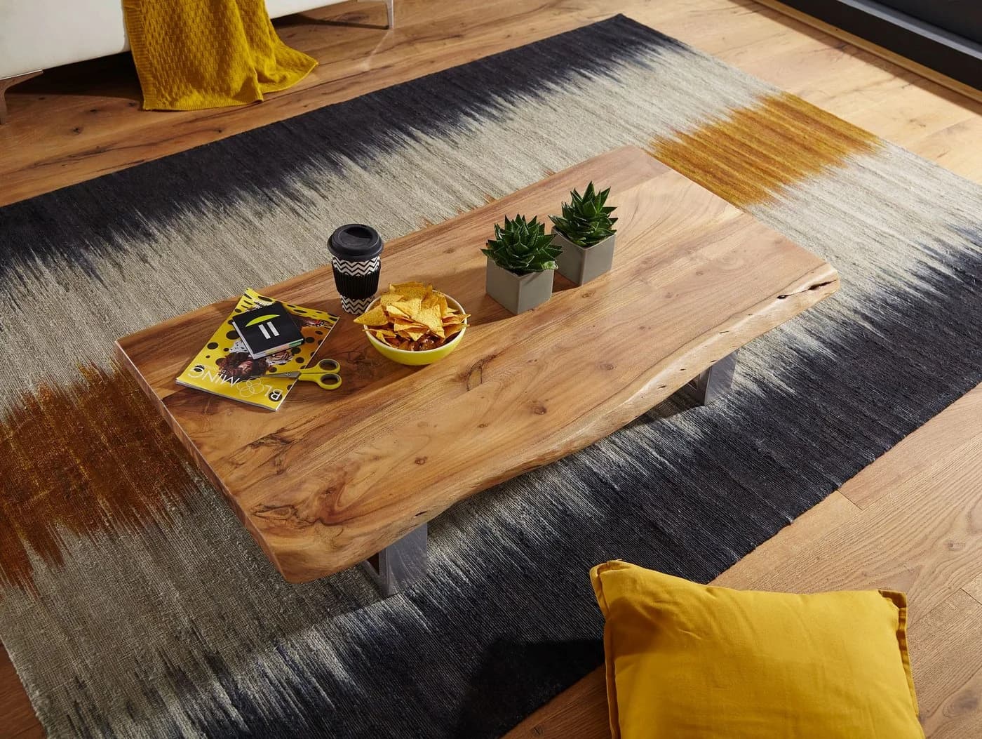 FineBuy Couchtisch Akazie massiv 115cm rechteckig Landhaus-Stil - Bild 5