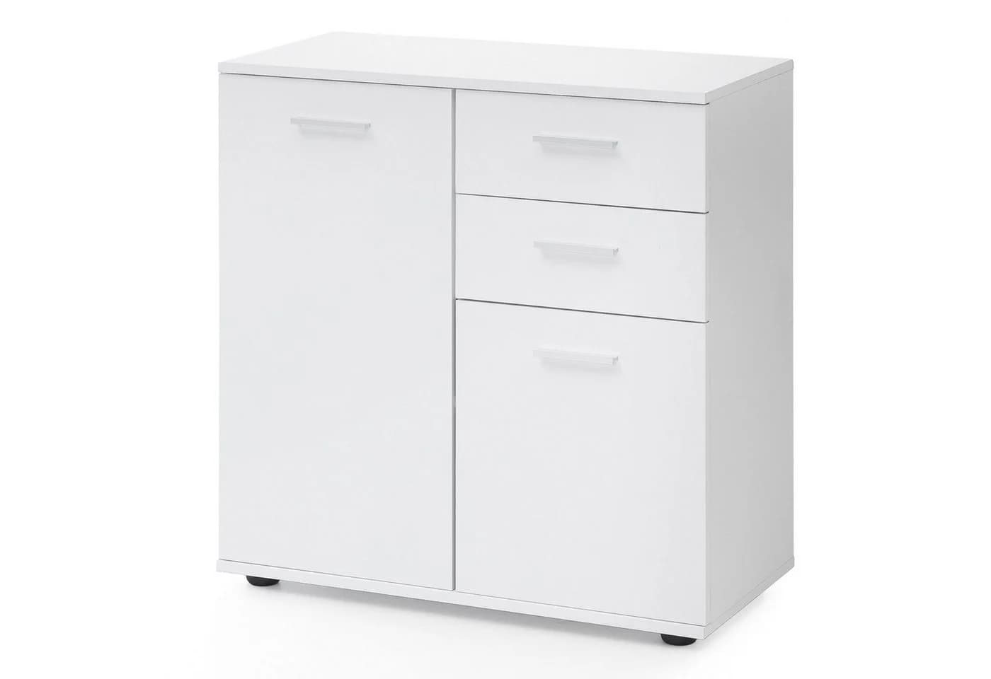 FINEBUY Sideboard SuVa11838_1 70 cm Weiß mit 2 Türen & 2 Schubladen Kommode Aktenschrank - Bild 2