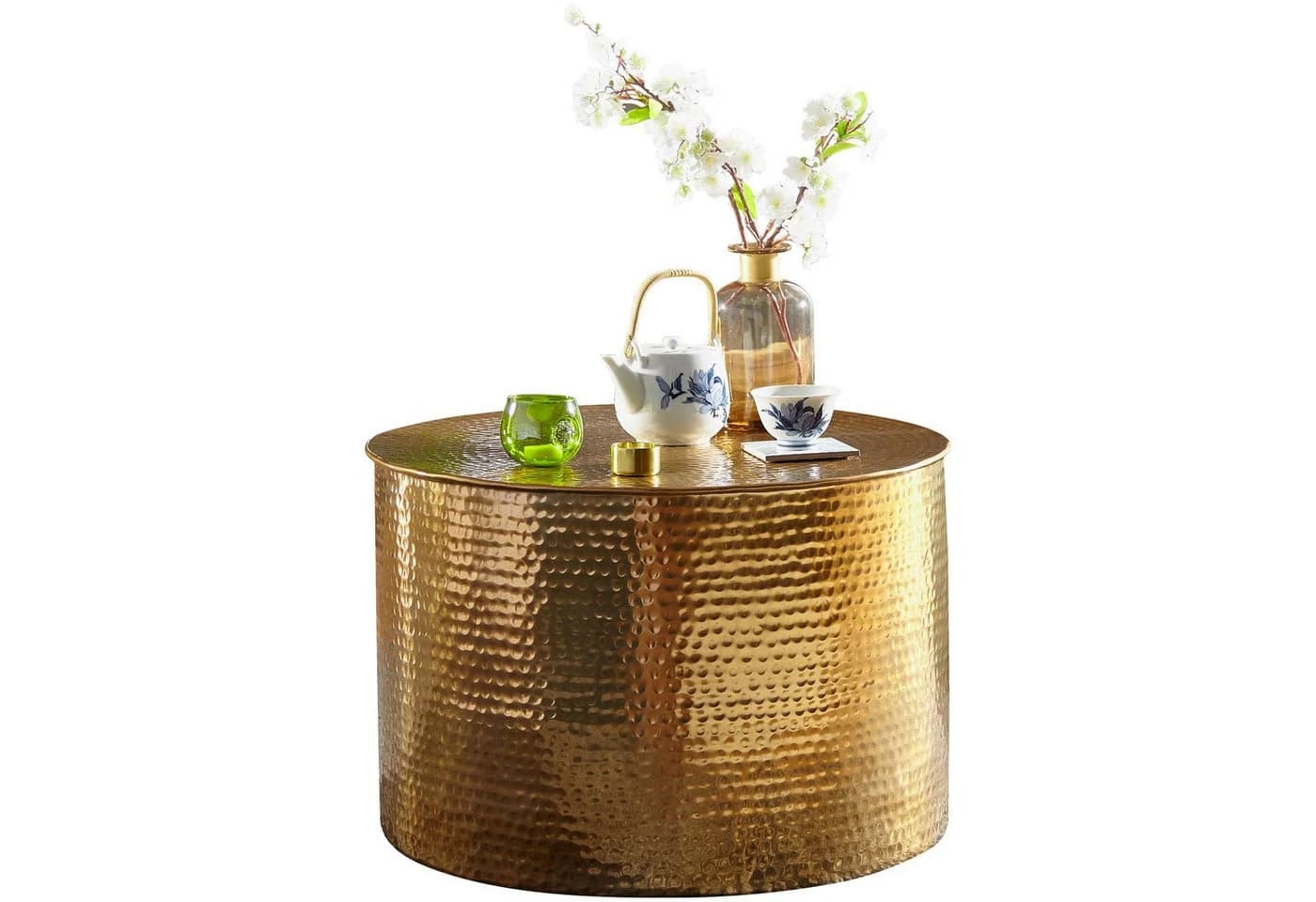 FINEBUY Couchtisch Rund Aluminium Hammerschlag Gold - Bild 2