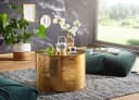FINEBUY Couchtisch Rund Aluminium Hammerschlag Gold Bild 3
