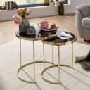 FINEBUY Satztisch COMO Schwarz/Gold Metall/Glas 2er Set Bild 3