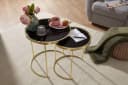 FINEBUY Satztisch COMO Schwarz/Gold Metall/Glas 2er Set Bild 5
