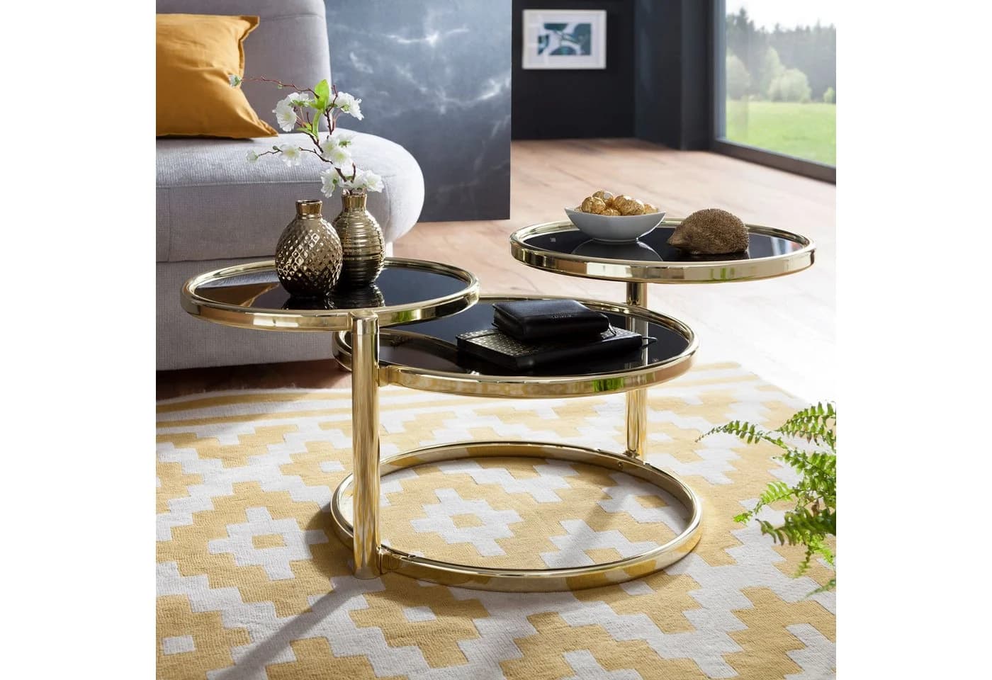 Glamouröser Couchtisch aus Metall und Glas - Bild 2