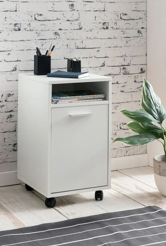 Wohnling Rollcontainer Weiß mit Rollen und Tür - Bild 3