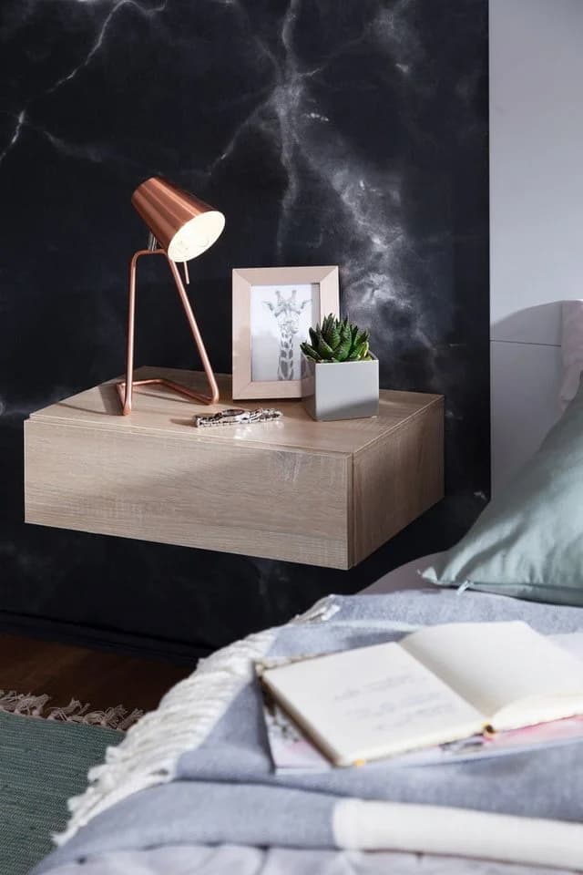 FINEBUY Nachtschrank Wandmontage Grau Modern