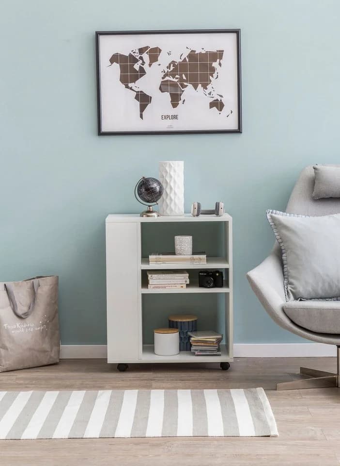 FINEBUY Standregal Weiß Modern mit Rollen - Bild 4