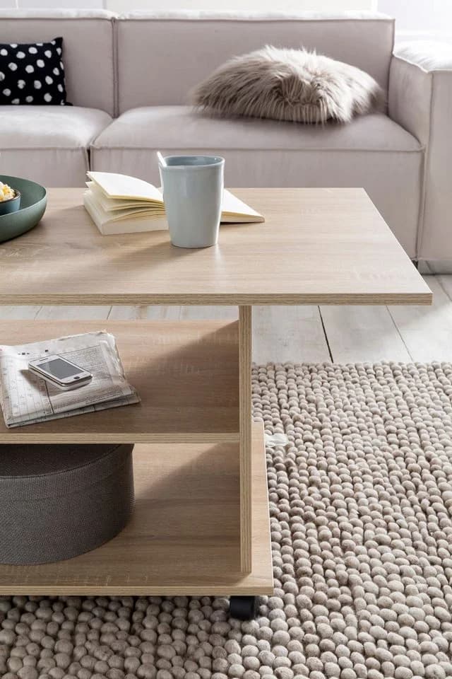 FINEBUY Couchtisch Sonoma Grau mit Stauraum und Rollen - Bild 5