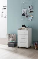 FINEBUY Rollcontainer 4 Schubladen Weiß Modern Bild 1