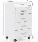 FINEBUY Rollcontainer 4 Schubladen Weiß Modern Bild 3