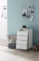 FINEBUY Rollcontainer 4 Schubladen Weiß Modern Bild 4