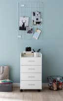 FINEBUY Rollcontainer 4 Schubladen Weiß Modern Bild 5