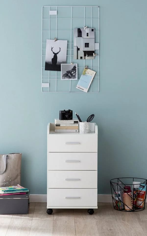 FINEBUY Rollcontainer 4 Schubladen Weiß Modern - Bild 5