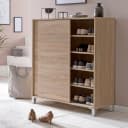 FINEBUY Schuhschrank 100cm mit Schiebetüren Beige Modern Bild 2