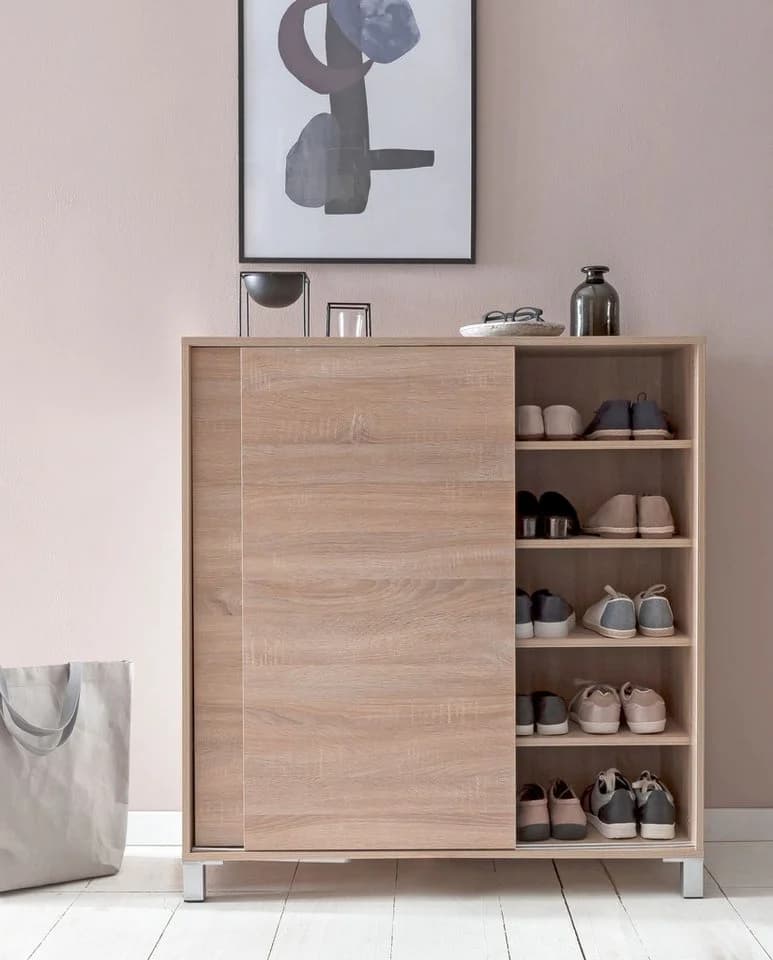 FINEBUY Schuhschrank 100cm mit Schiebetüren Beige Modern - Bild 4