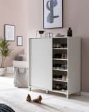 FINEBUY Schuhschrank Weiß 100cm 20 Paar Schiebetüren Bild 1