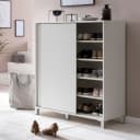 FINEBUY Schuhschrank Weiß 100cm 20 Paar Schiebetüren Bild 2