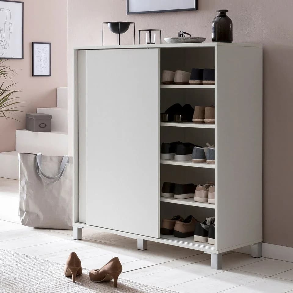 FINEBUY Schuhschrank Weiß 100cm 20 Paar Schiebetüren - Bild 2