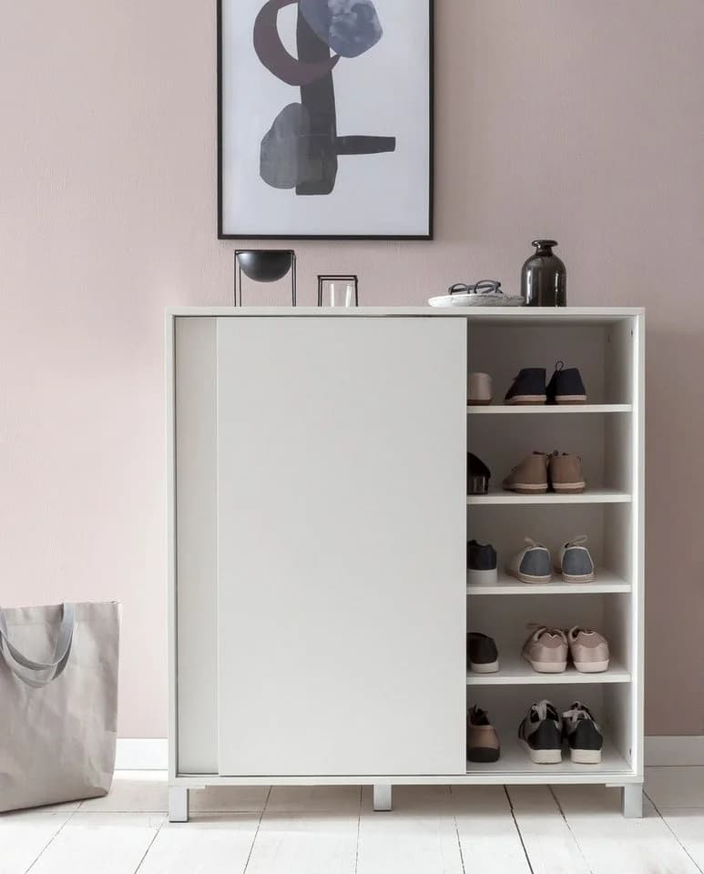 FINEBUY Schuhschrank Weiß 100cm 20 Paar Schiebetüren - Bild 4