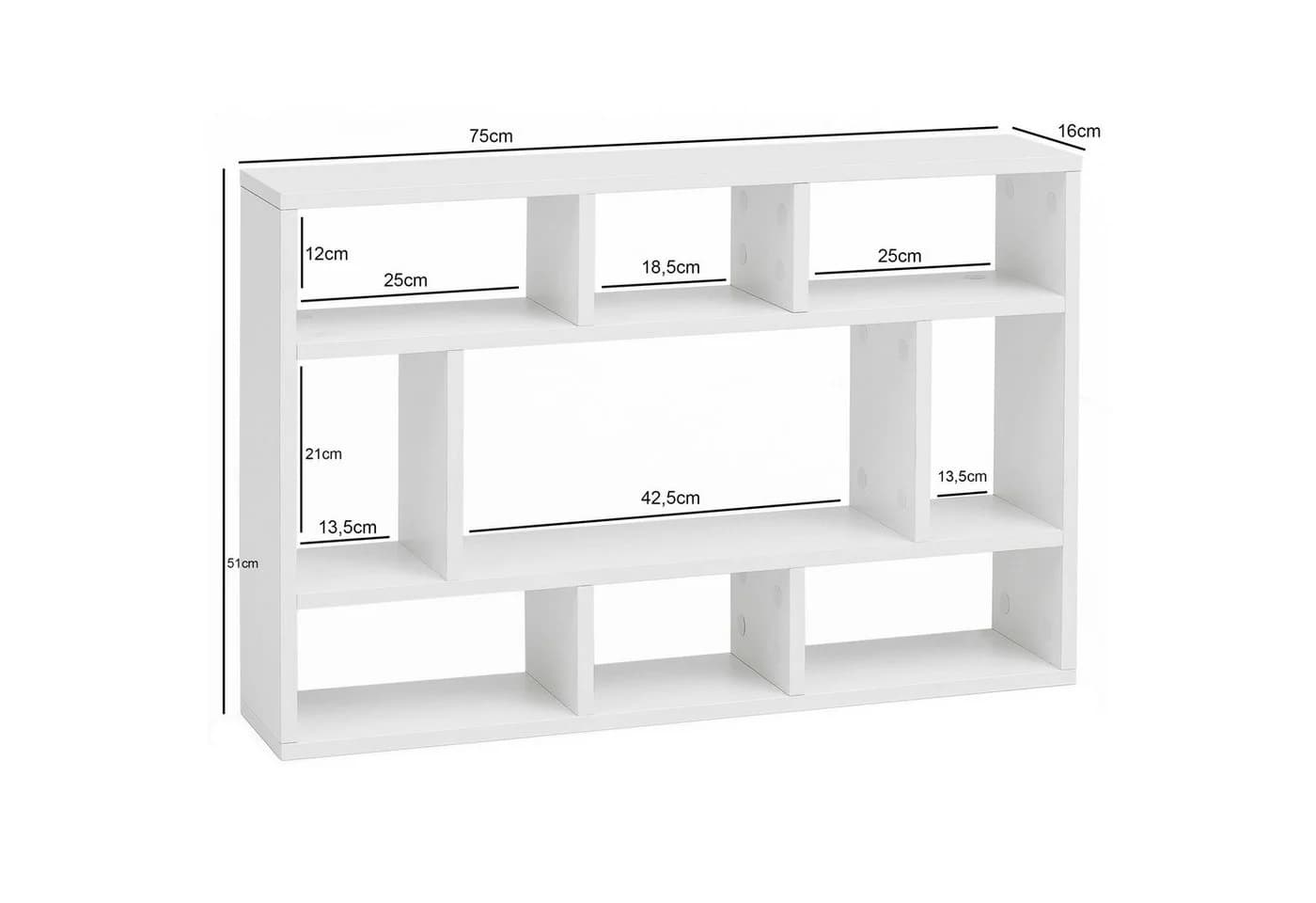 FINEBUY Hängeregal Wandboard Weiß Modern 75x51x16 cm - Bild 3