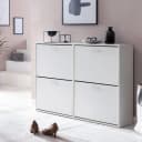 FINEBUY Schuhschrank SuVa14543_1 Weiß 4 Fächer Bild 2
