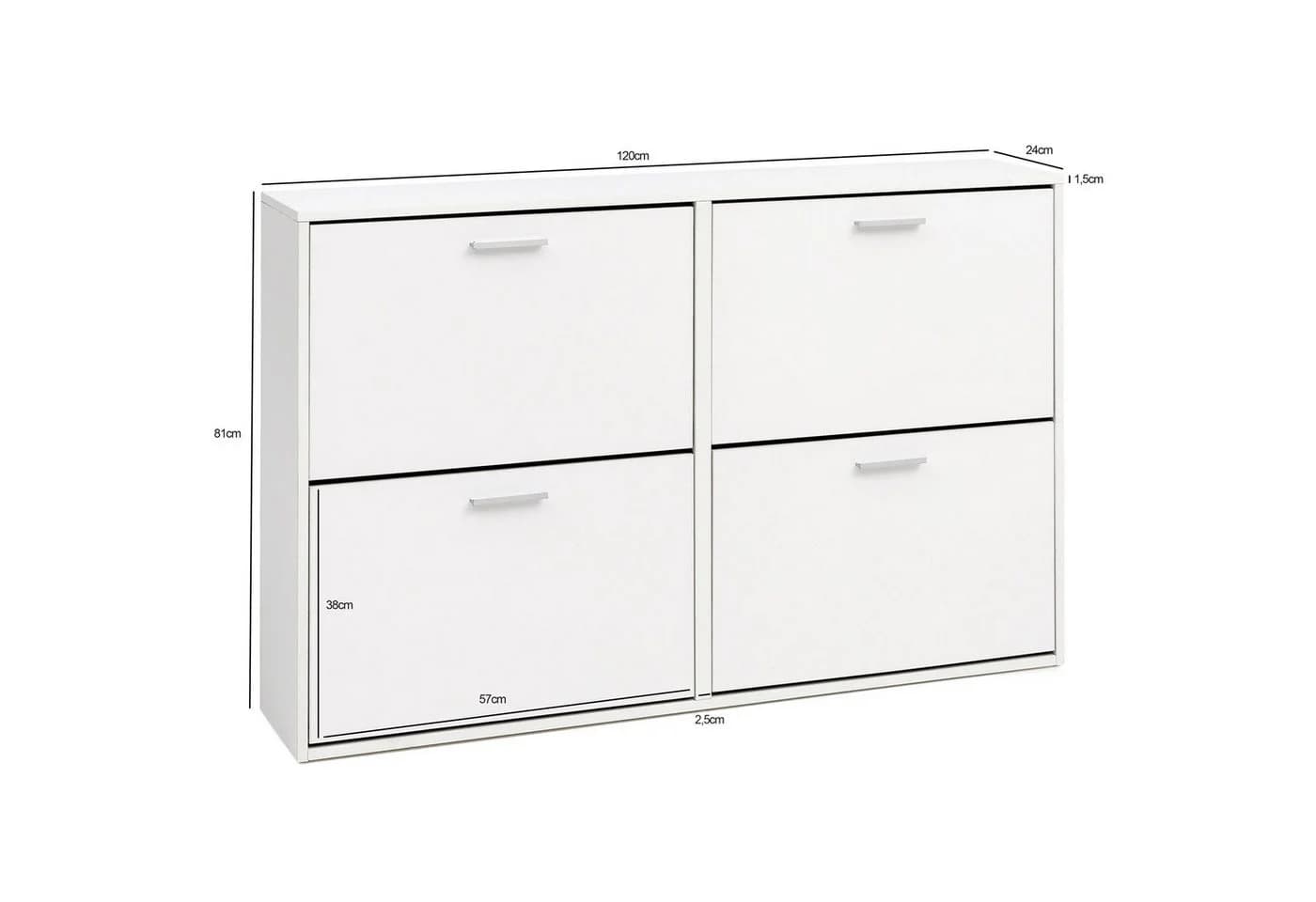 FINEBUY Schuhschrank SuVa14543_1 Weiß 4 Fächer - Bild 3