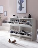 FINEBUY Schuhschrank SuVa14543_1 Weiß 4 Fächer Bild 4